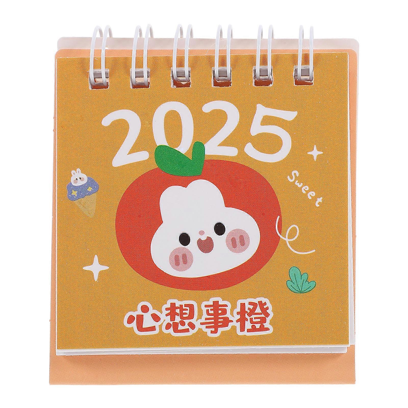Cute Mini Desk Calendar Bunny Pattern Spiral Flip Design Sturdy Binding Elegant Tiny Standing Calendar for Home Office Whimsical Monthly Planner Decor