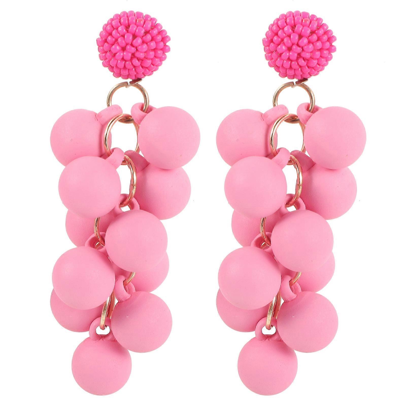 Sparkly Earrings for Women Grape Shape Oval Resin Material Face Line Modification Party Wear 1 Pair