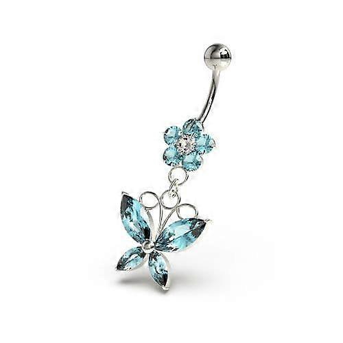 Λουλούδι με κρεμαστή πεταλούδα Navel Belly Piercing