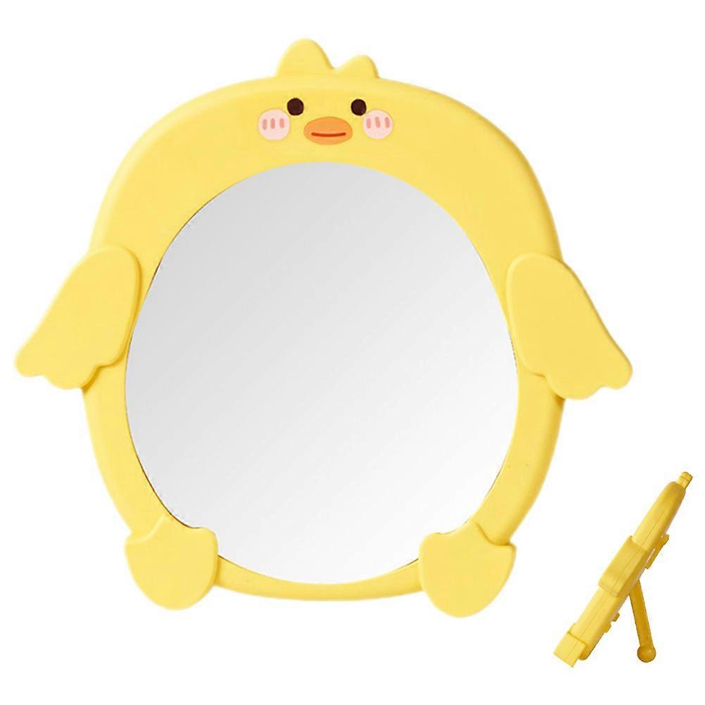Wall Mounted Vanity Mirror Cartoon Duck Shape Plastic Silver Mirror 1Set