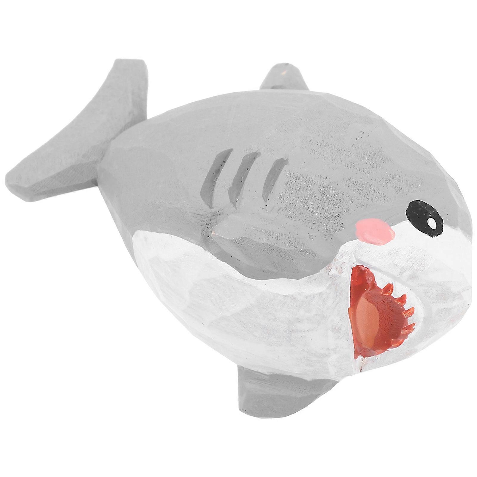 Wood Carved Small Shark Model Rustic Mediterranean Style Unique Ocean Animal Ornament for Home Beach Diy Decoration