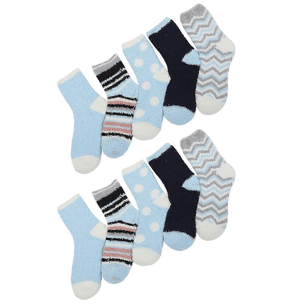 Warm Socks For Women Home Use Winter Season Mid Calf Length Polyester 5 Pairs