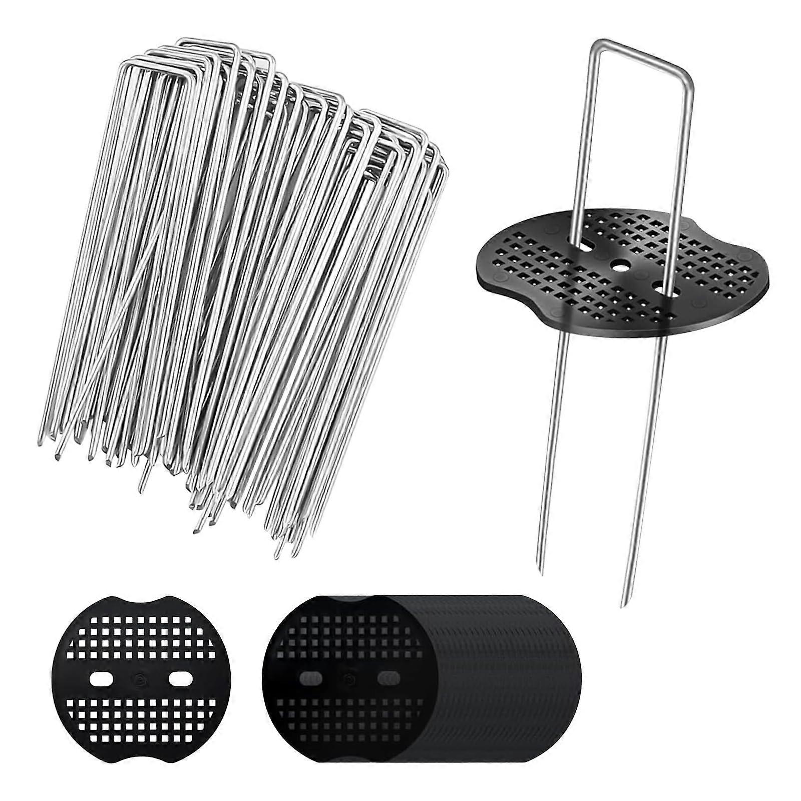 Weed Control Fleece Hooks, Ground Anchors 50 Pieces  Washers, Pegs Anti Rust Galvanised for Gardens, Mulch