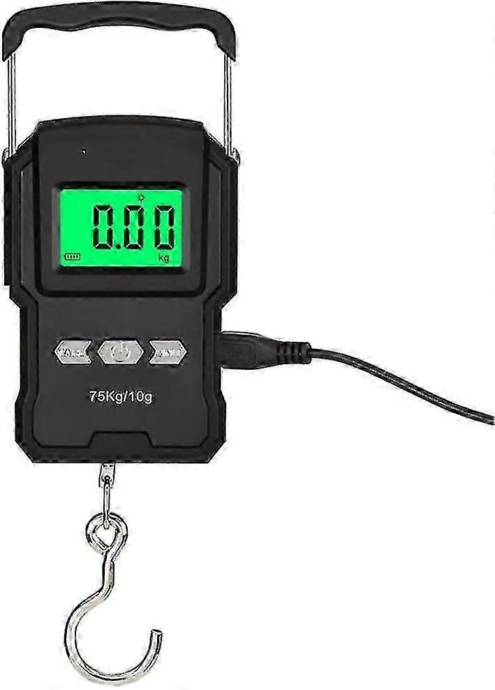 Digital LCD Hanging Scale with Tape Measure - 75kg Capacity 10g Precision for Home & Commercial Use (Black)