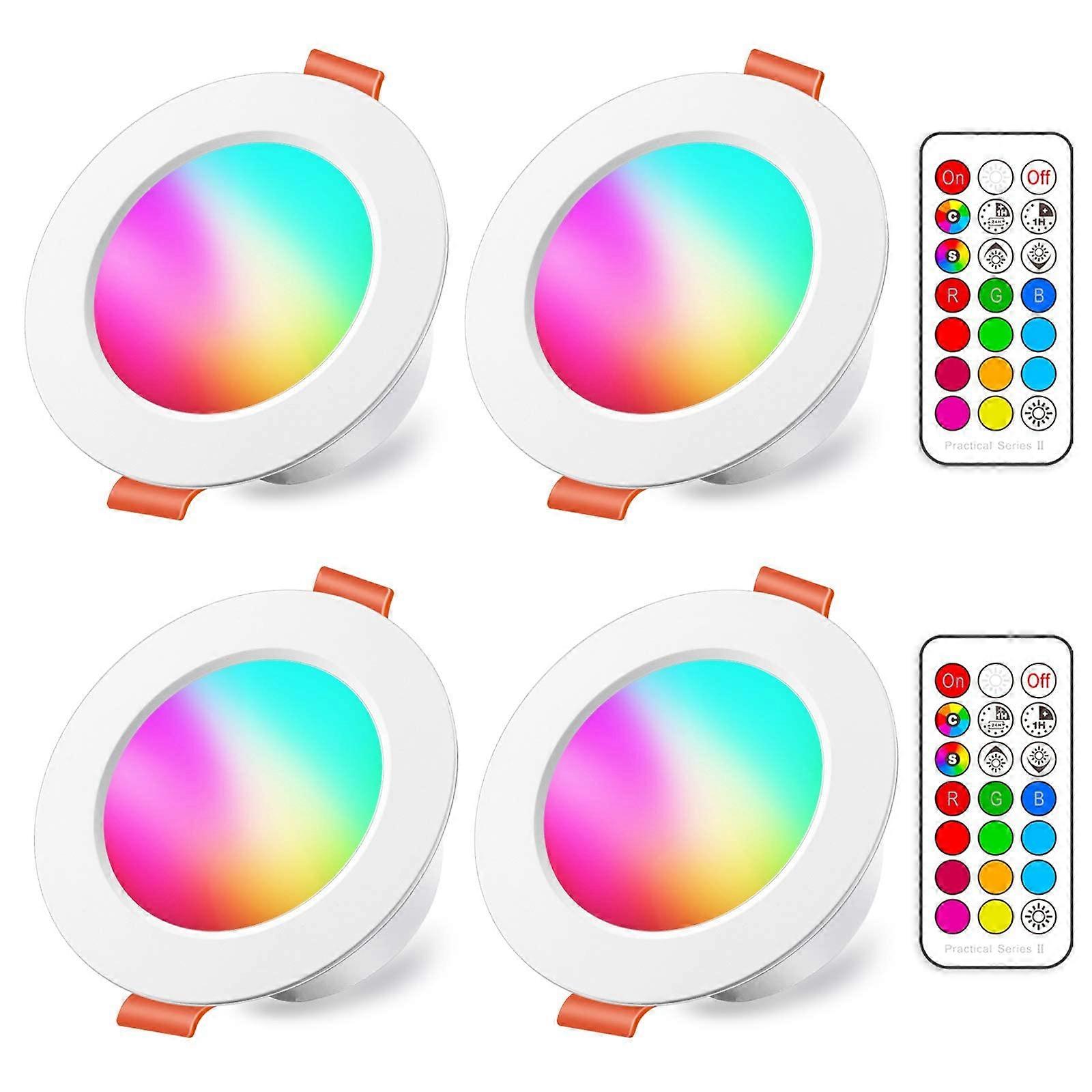 Recessed Ceiling Downlight RGBW 5700K Multicolored Adjustable LED Light Fixture for Home and Office