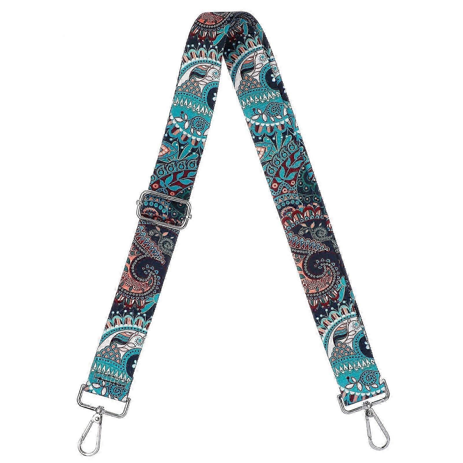 Ethnic Style Adjustable Length Handbag Strap Purse Strap Replacement Strap Crossbody Strap (Blue)