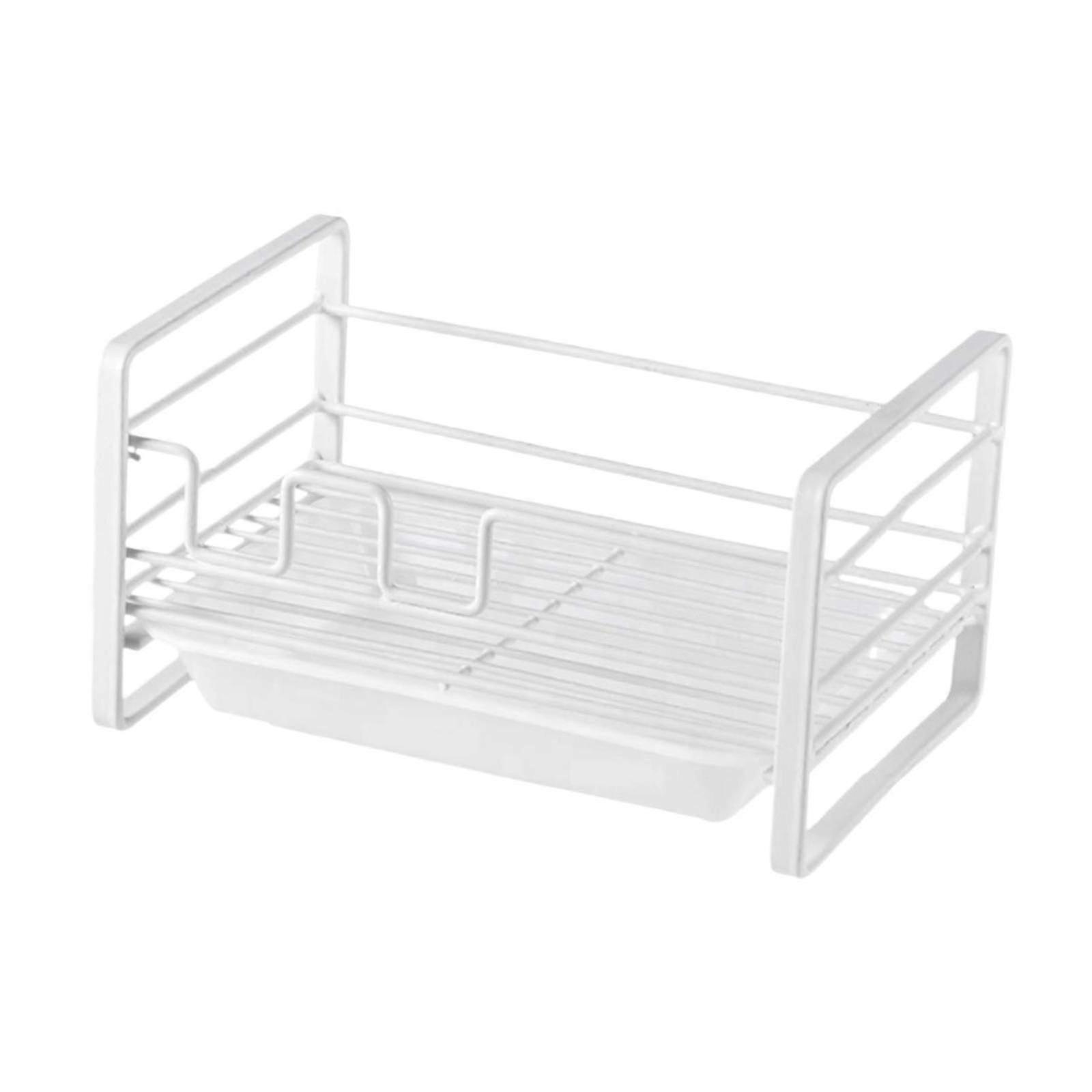 White No-Drill Bathroom Sponge Holder and Soap Brush Stand, Made of Durable Carbon Steel, Suitable for Various Brands