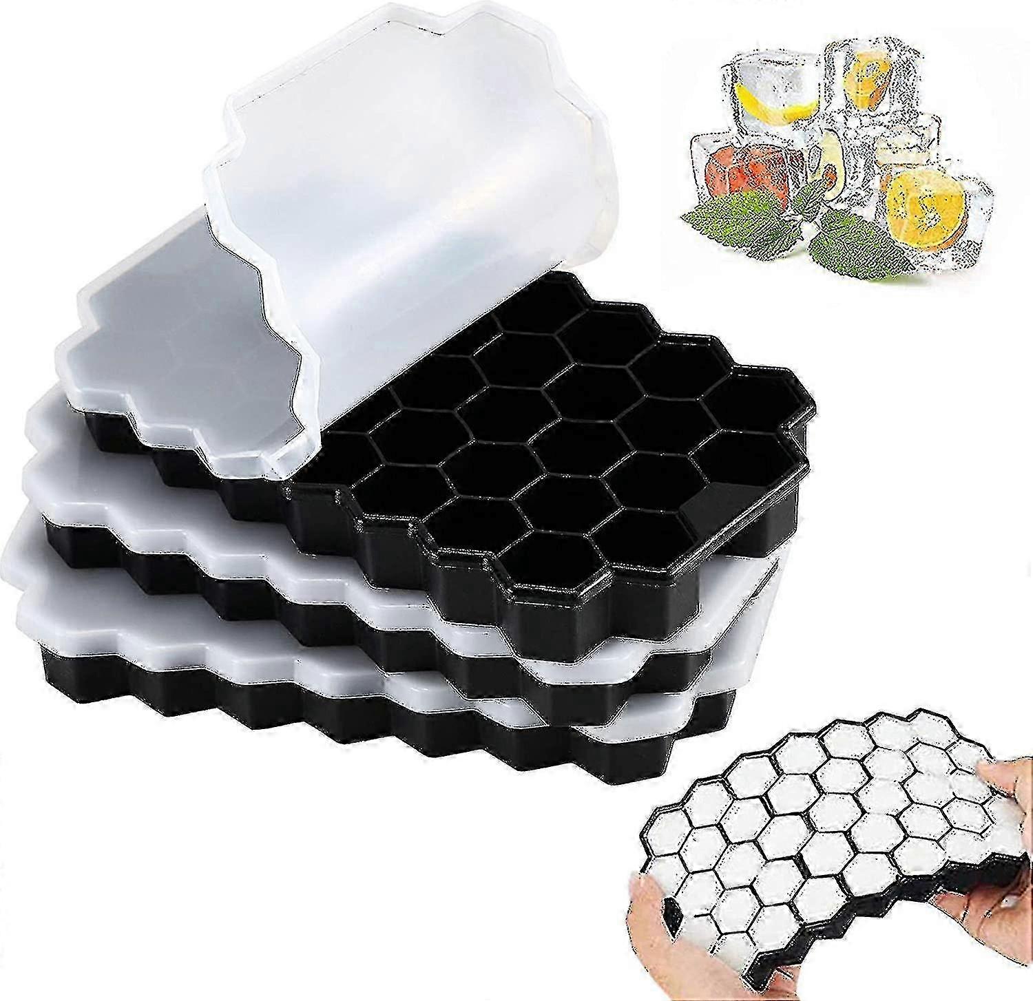 3 Packs Silicone Ice Cube Trays, Flexible Ice Cube Molds with Lid, BPA-Free Stackable Ice Cube Trays, Splash-Resistant Ice Cube Molds
