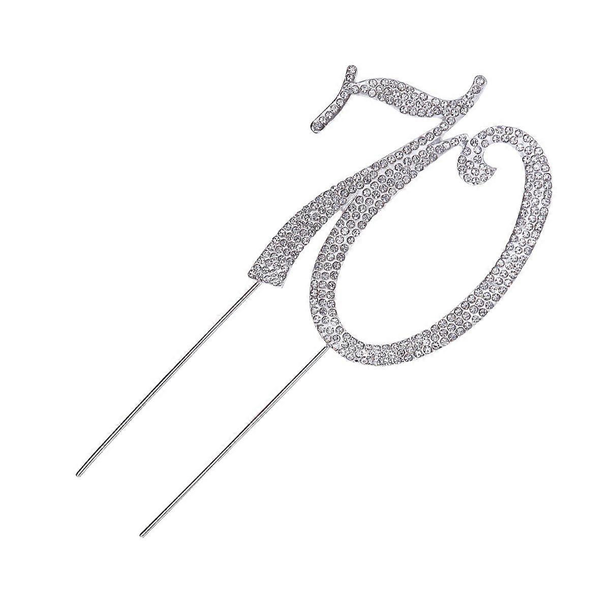 Elegant Rhinestone Cake Topper Silver 1Pcs Decorative Reusable For Banquets And Parties Anniversary Supplies
