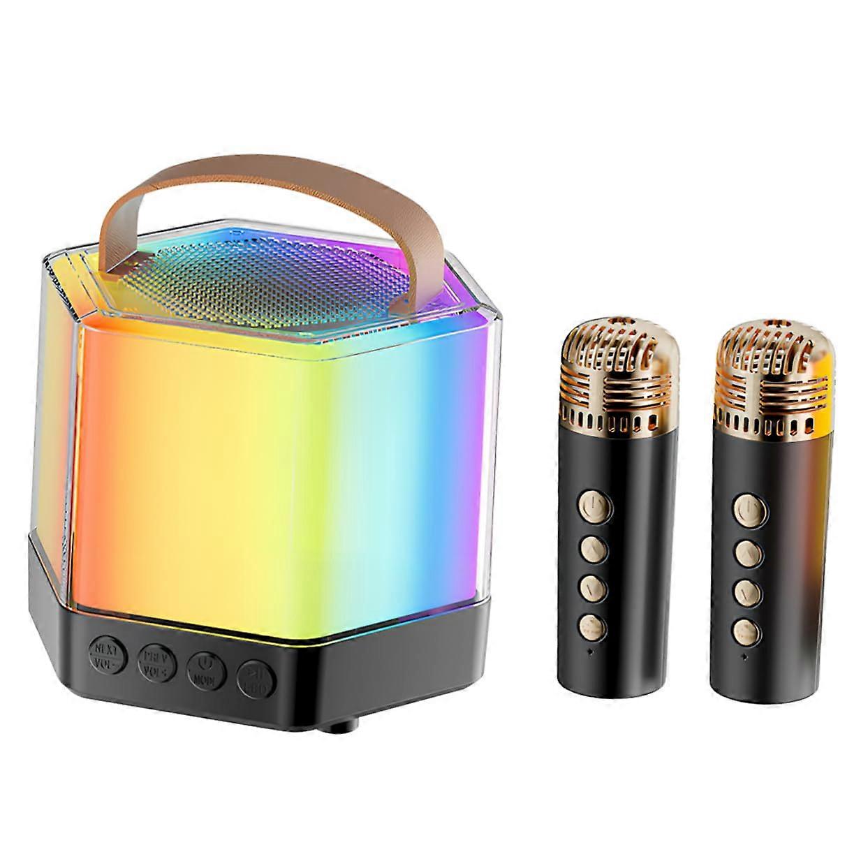 Mini Microphone Set Wireless Microphones Small Karaoke Machine Mini Karaoke Machine LED Karaoke Speaker Karaoke Speaker System Speaker Karaoke Black