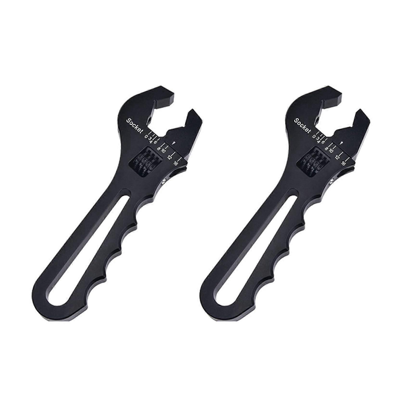 2X AN3AN16 Hose Wrench VShaped Adjustable Spanner Wrench Hose Connection Wrench Black