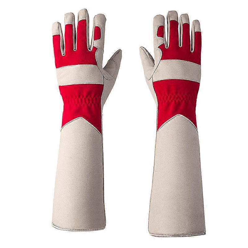 1 pair of extended puncture resistant pruning and gardening gloves with forearm protection