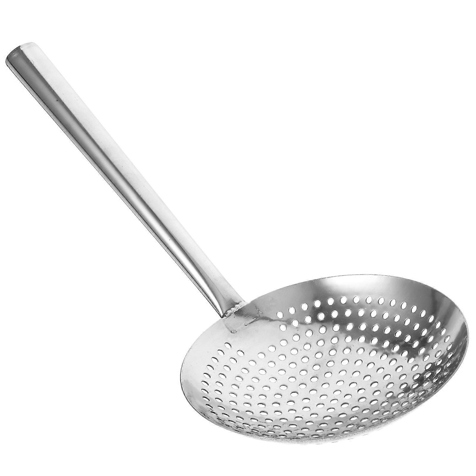 Stainless Steel Large Slotted Spoon with Unique Shape Design for Kitchen Use Silver