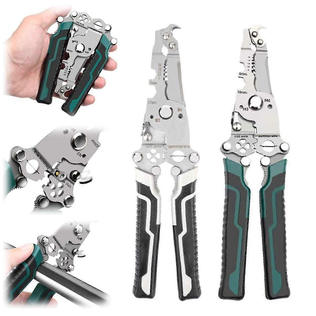 Foldable Wire Stripper, Crimping Tool, Electrician Pliers for Cutting and Pulling