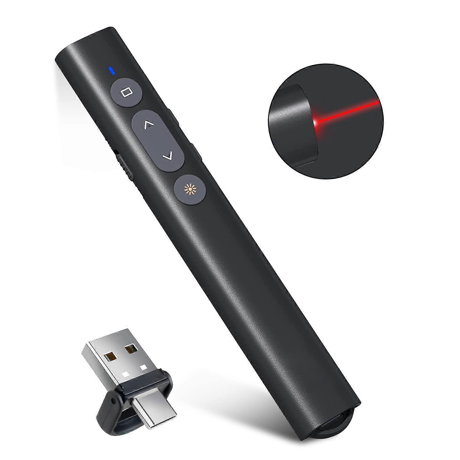 Wireless Presenter Remote Control, Google Slide Advancer, PPT Clicker with Red Light