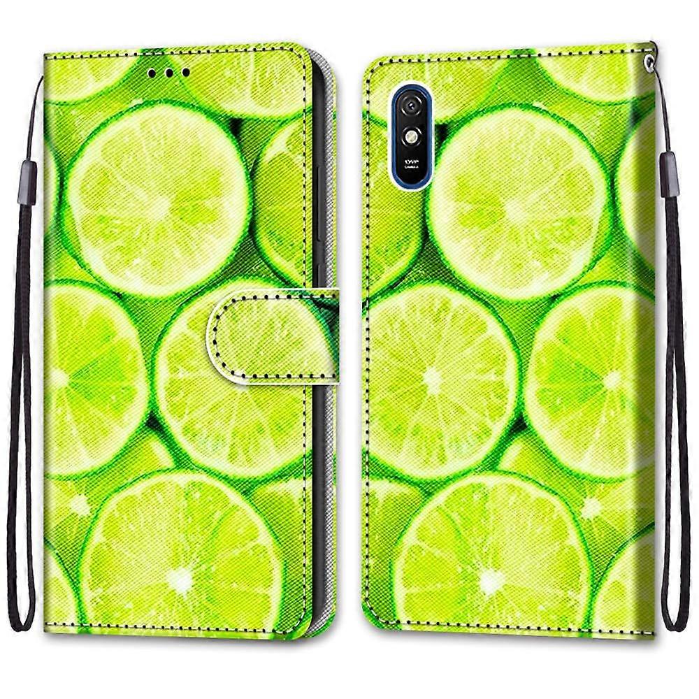 Nadoli Leather Case for Xiaomi Redmi 9A, Lime with Strap  Stand