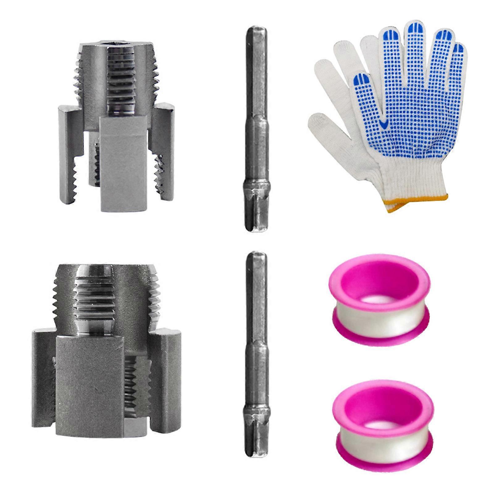 2 Piece Carbon Steel Water Pipes Threader Set with Ergonomic Hex Handle for Home Improvement and Professional Use Multicolor