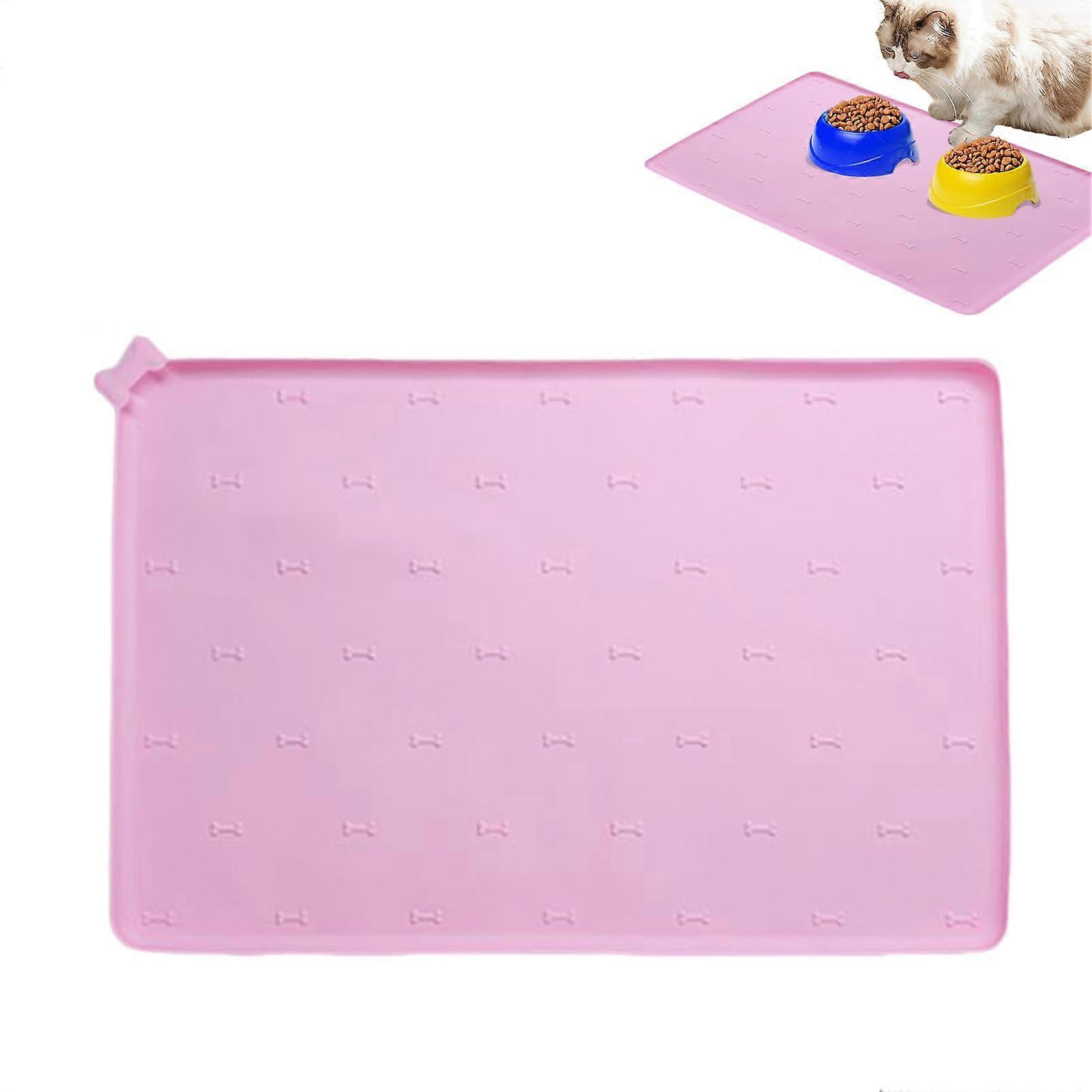 Wassernapf Unterlage - Silikon Fressmatte 60x40 cm, Rosa, Auslaufsicher, Schnelltrocknend, Rutschfest für Hunde und Katzen
