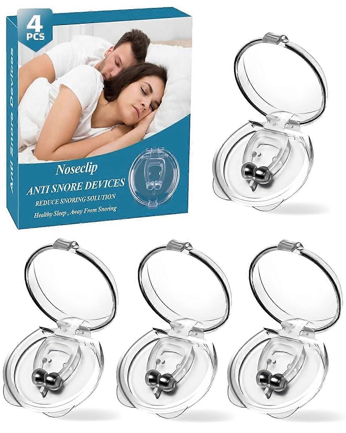 Anti Snoring Nose Clip Pack of 4, Magnetic Snoring Stopper for Comfortable Sleep and Improved Breathing, Adjustable Size