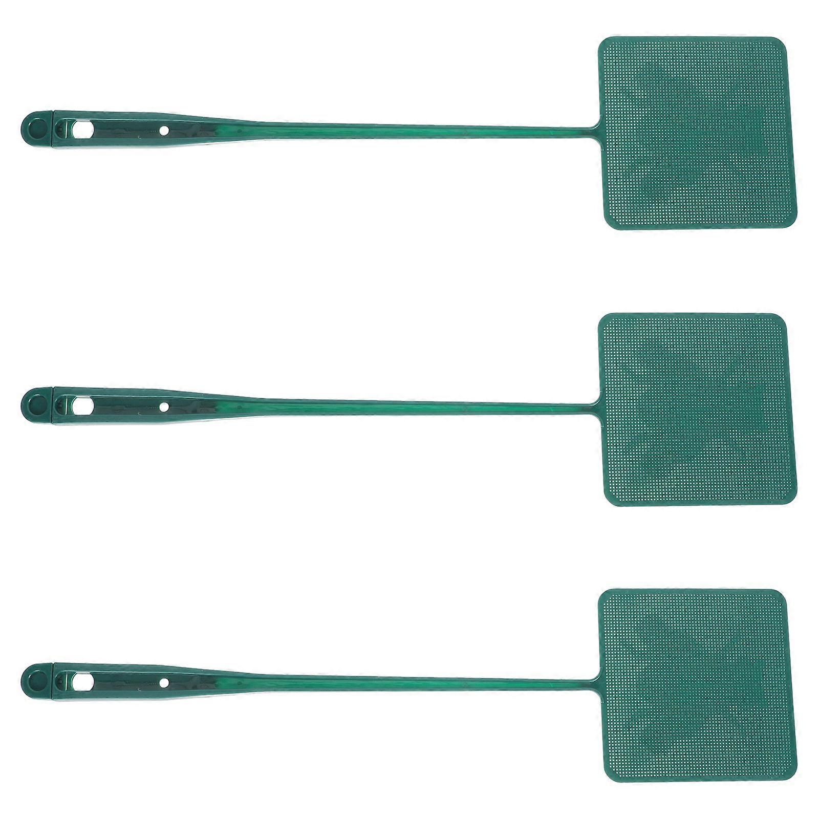 Manual Fly Swatting Tool Strong Plastic Large Head Long Handle For Indoor Control 3Set