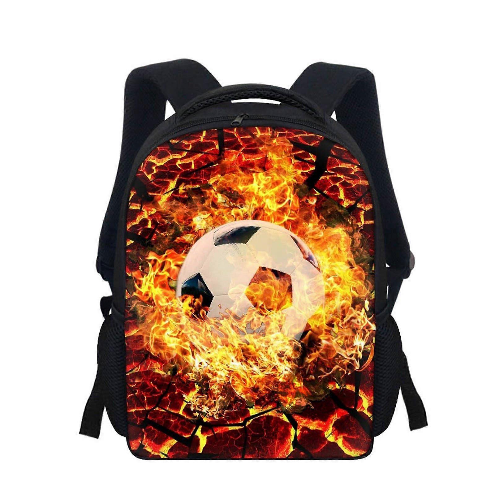 Backpack with Soccer Pattern, Cute Backpack, Lightweight, Practical, for Kids, Camera Compartment, Organizer, One Size, Red