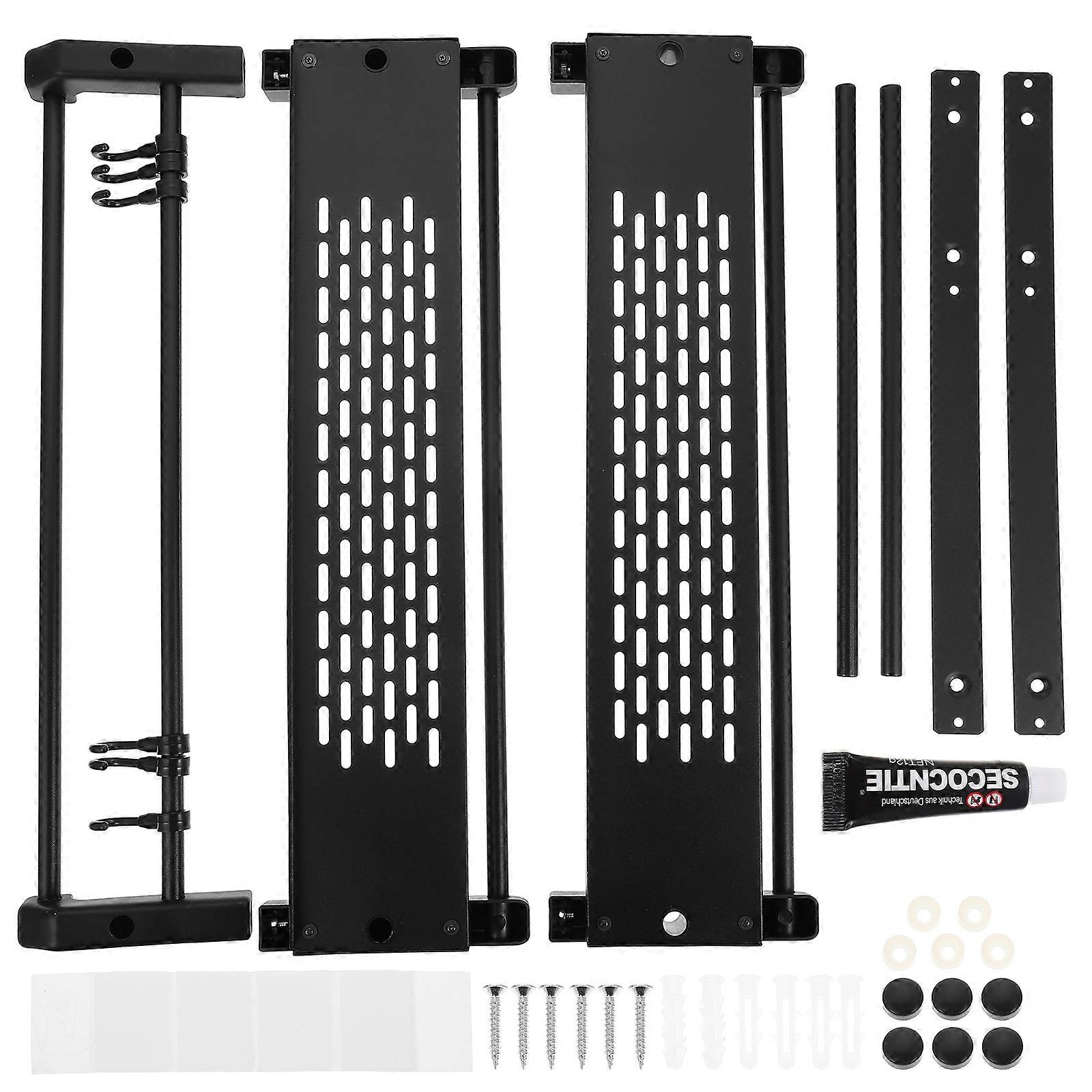 Wall Mount Towel Rack Bathroom Towel Holder Double Layer Storage Rack Black 50X38X15CM Rectangular 1 Set