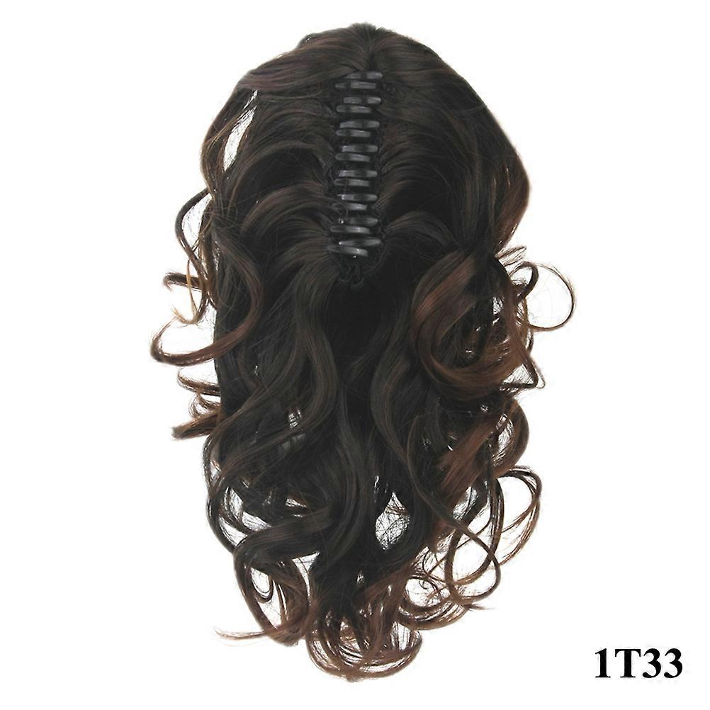 Curly Ponytail Wig with Flat Claw Clip for Decoration Made of High Temperature Fiber Dark Brown Fits All Sizes