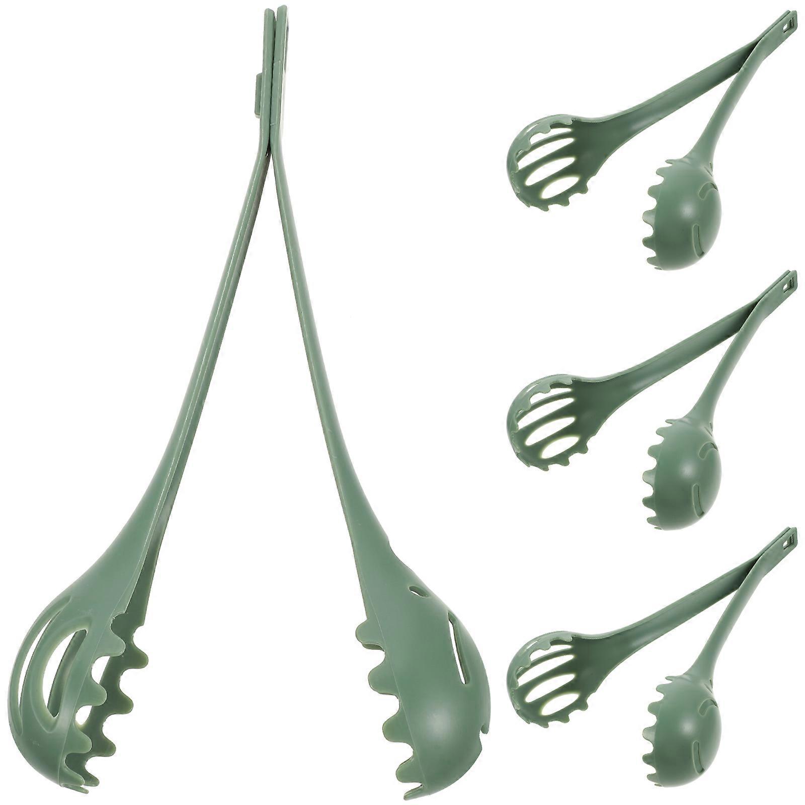 Multifunctional Egg Whisk and Food Tong in Olive Green Made of Plastic for Kitchen Use 4pcs