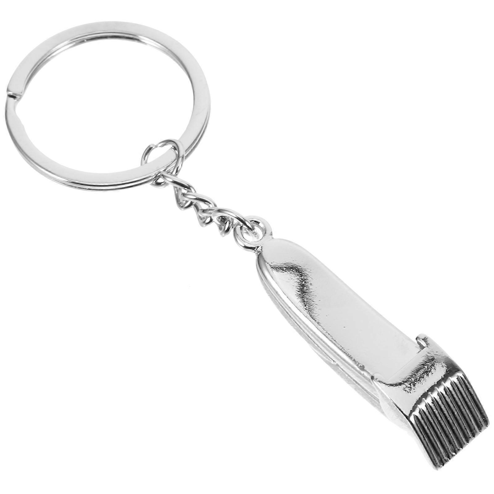 Hair Clipper Shaped Keychain in Silver Zinc Alloy for Hanging Keys Compact Size 1 Pack