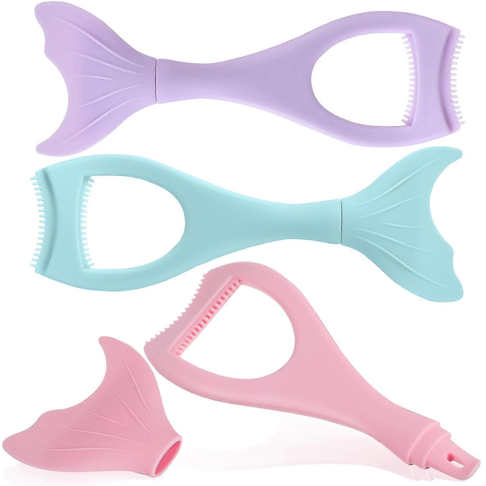 3pcs Silicone Mermaid Mascara Shield Applicator with Eyelash Comb, Multifunctional Eye Makeup Tool for Precise Eyeliner and Lash Application,