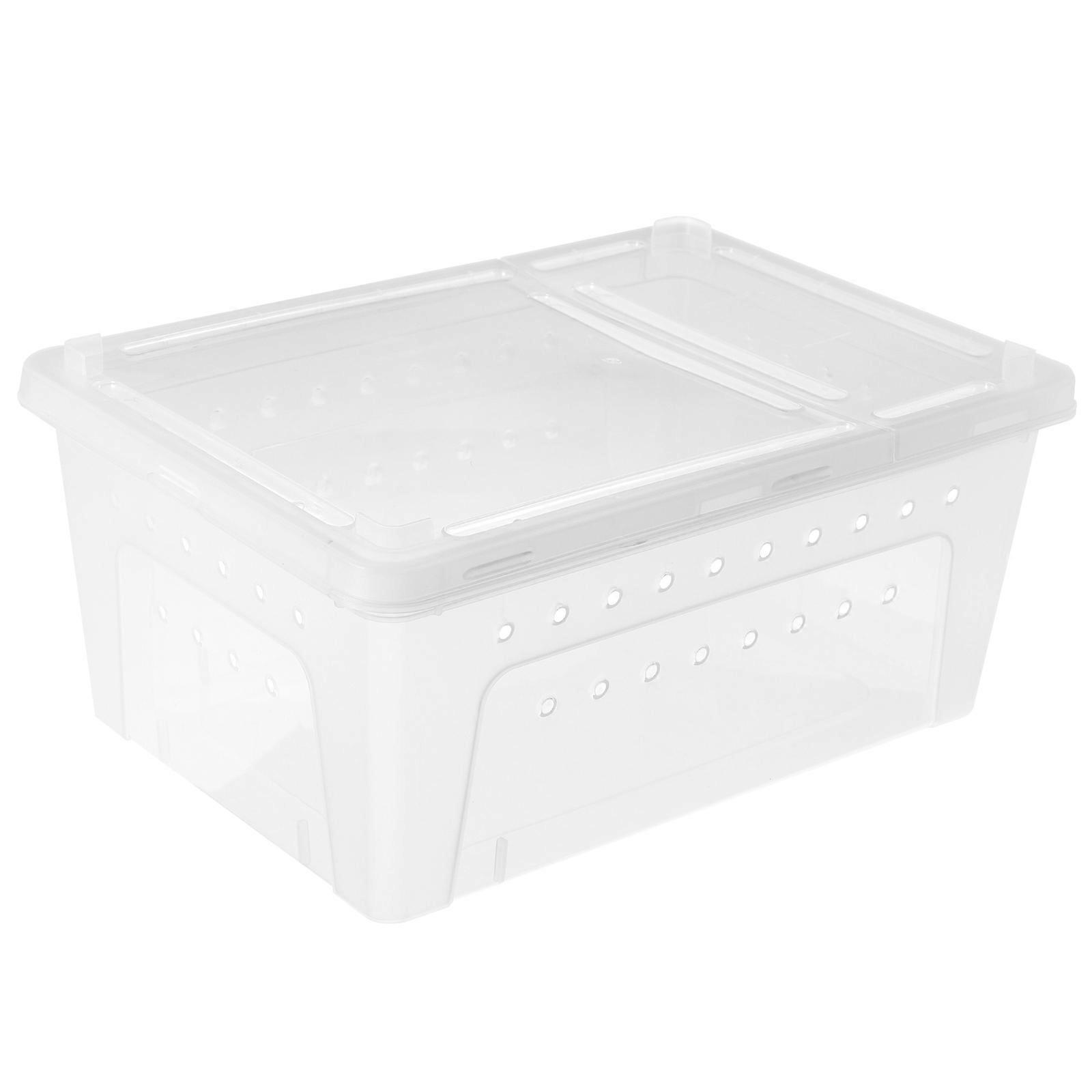 Transparent Plastic Reptile Feeding Box with Escape Ventilation for Spiders, Geckos, Snakes, and Tortoises   Durable Transport and Breeding Enclosure