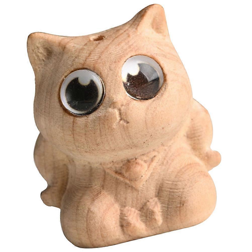 Funny Cat Keychain Pendant Vintage Kitten Wood Ornament Craft Key Chain