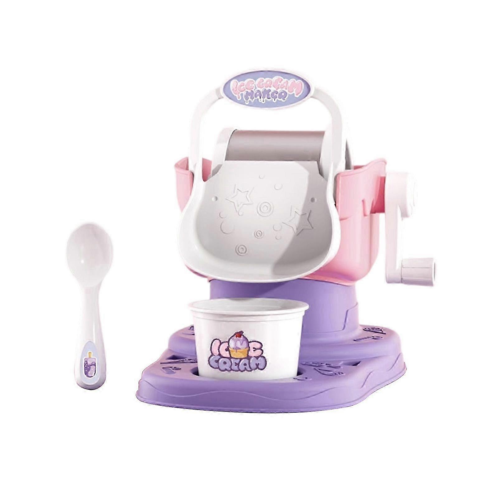 2025 Easy to Use Soft Serve Ice Cream Maker for Kids Portable Hand Crank Frozens Dessert Making Machine Educational Toy  Pink