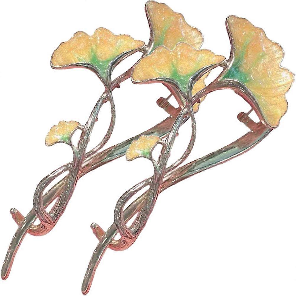 Leaf Hair Barrette Ginkgo Styling Tool Decorative Accessory Multi Color 2Pcs