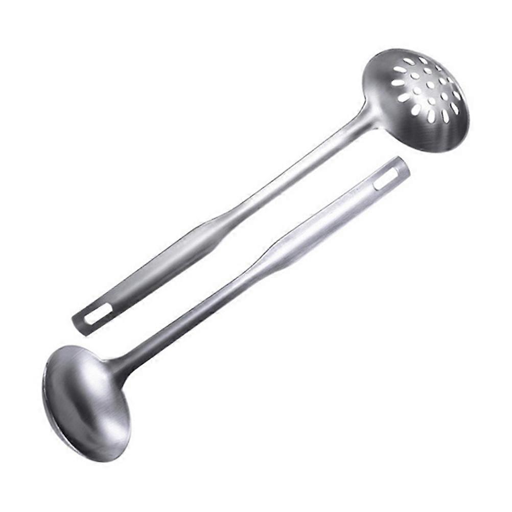 Stainless Steel Soup Colander and Spoon Set for Home Serving RustProof Silver 2pcs