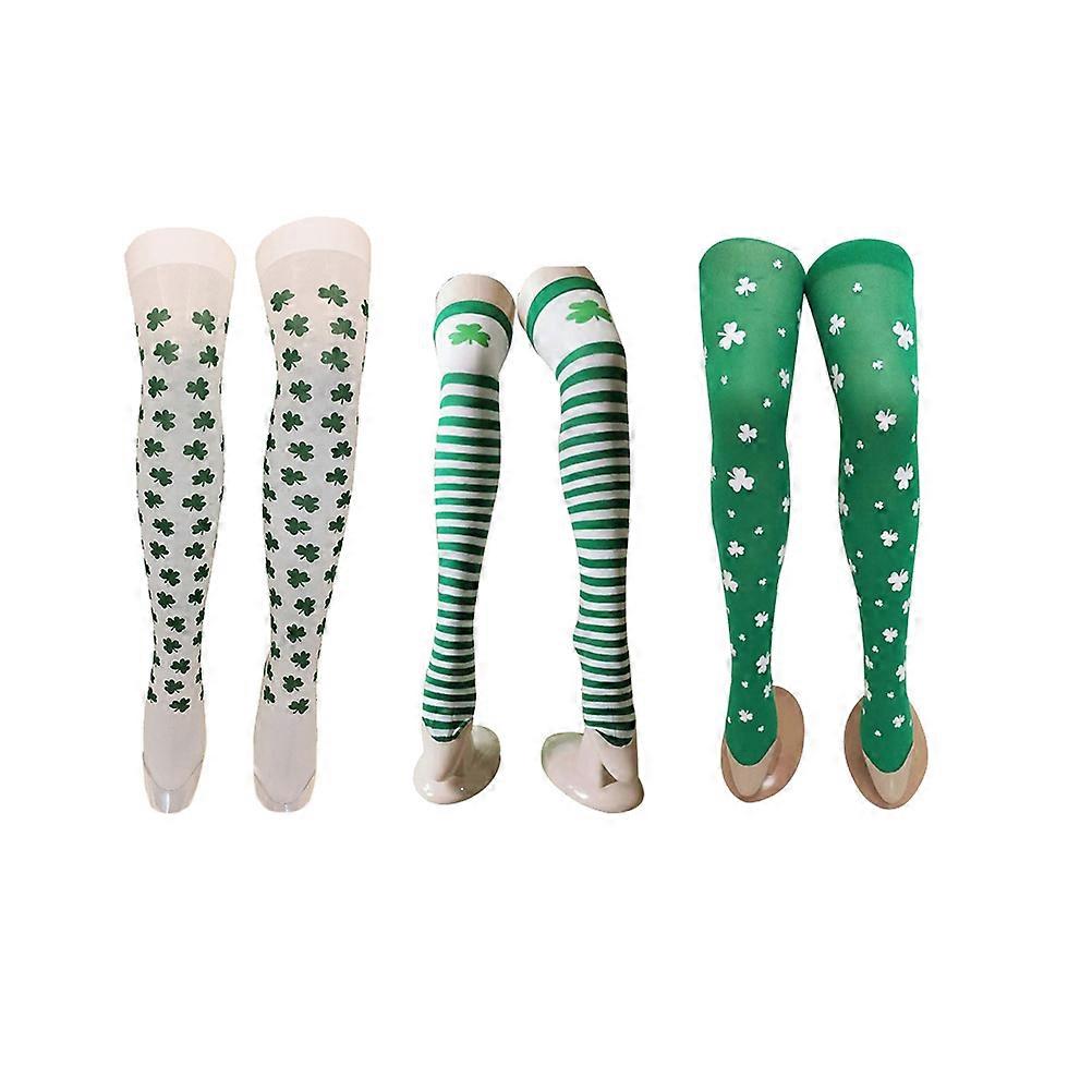 Over The Calf Socks Long Stocking Clover Design Daily Life Outdoor Activities 3Pairs