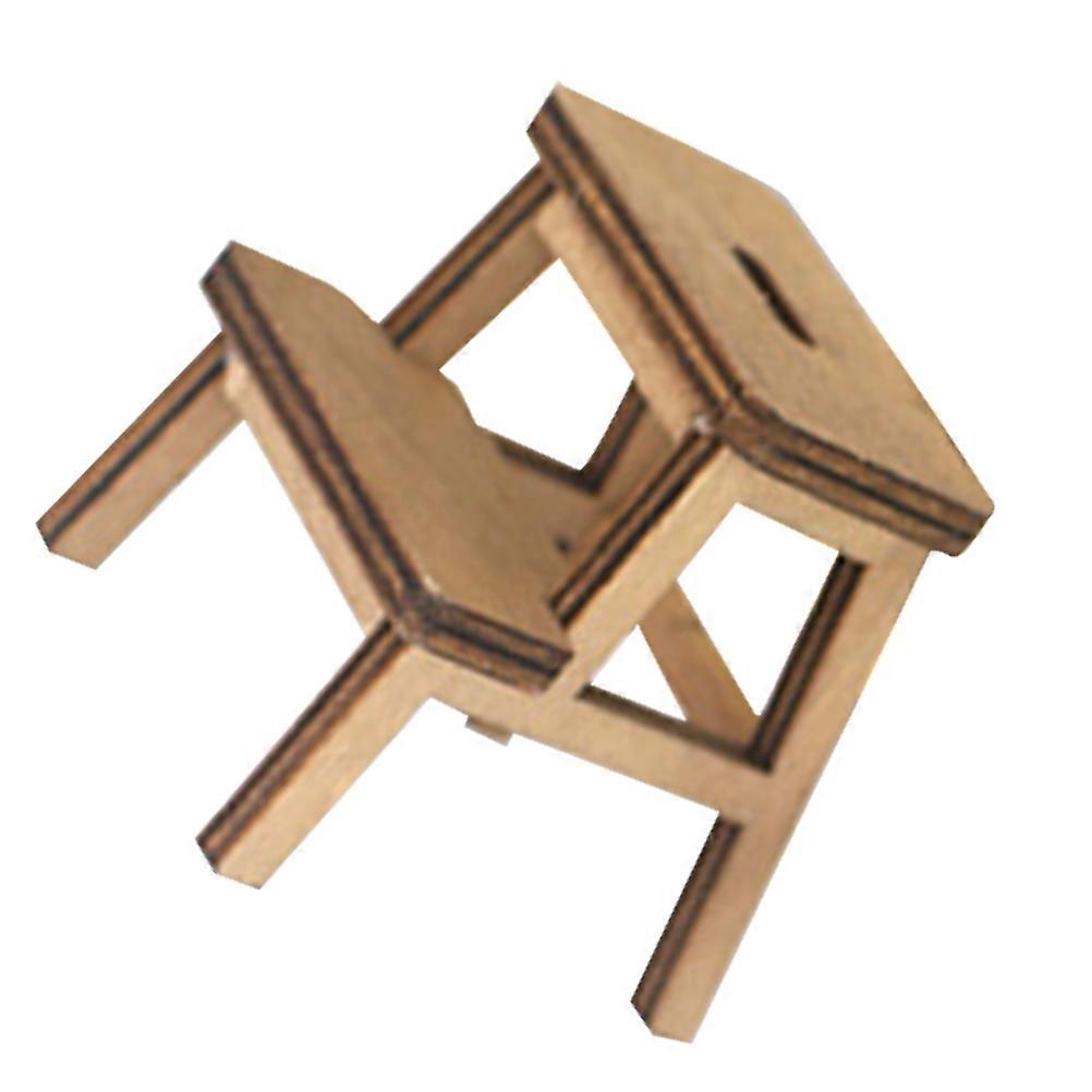 Miniature Wooden Step Stool for Dollhouse Furniture – Realistic Design, Smooth Finish for DIY Scene Decoration