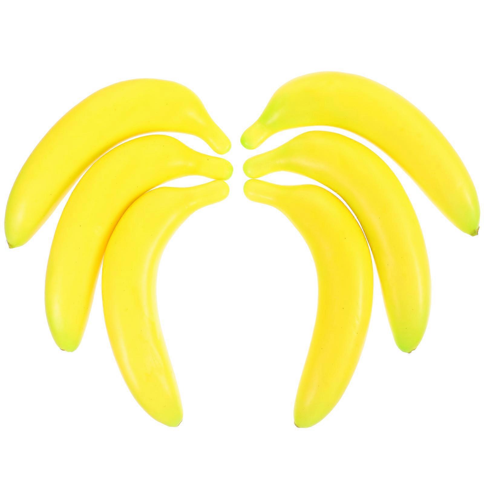 Yellow Artificial Banana Bunch Simulation Decor for Home Decoration and Photography Props 6Pcs