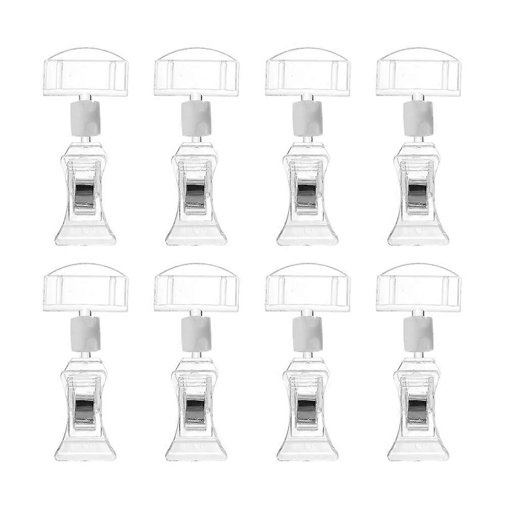 Clear Rotatable Tag Clip Holders 8pcs Display Stands for Retail Pricing, Product Info, and Advertising in Stores and Supermarkets