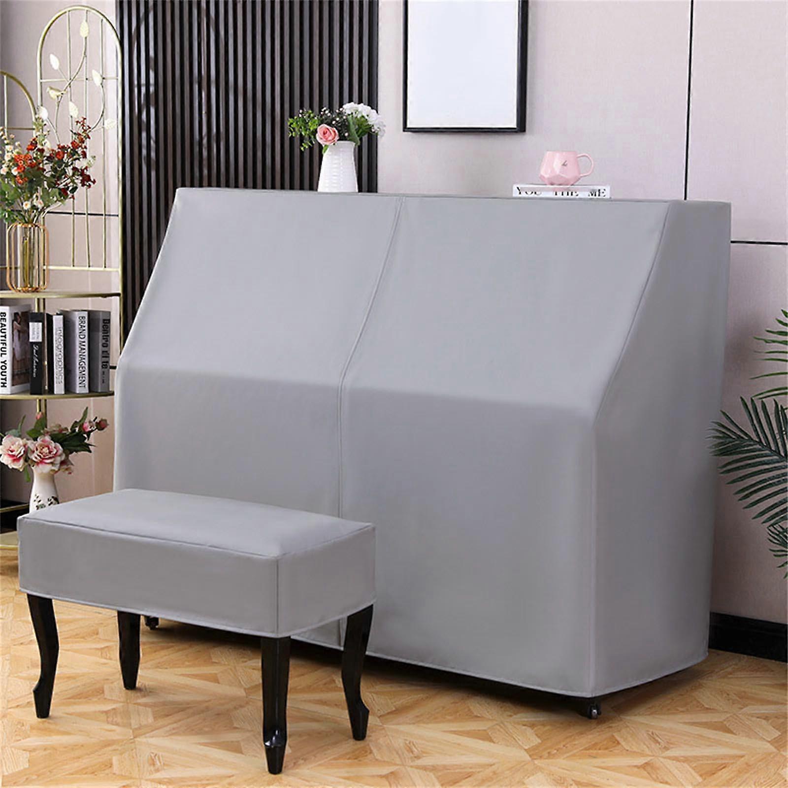 Leather Piano Cover with Bench Cover, Full Dustproof Waterproof Universal Upright Piano Protector, Black, Sunlight and Moisture Blocker