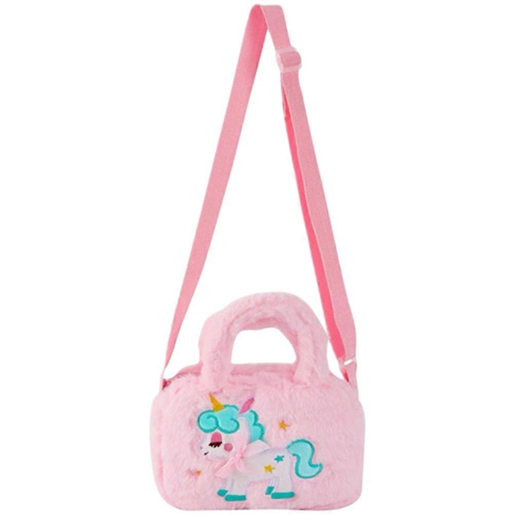Pink Plush Unicorn Crossbody Bag for Decor Durable and Portable Kids Shoulder Bag 7 inches