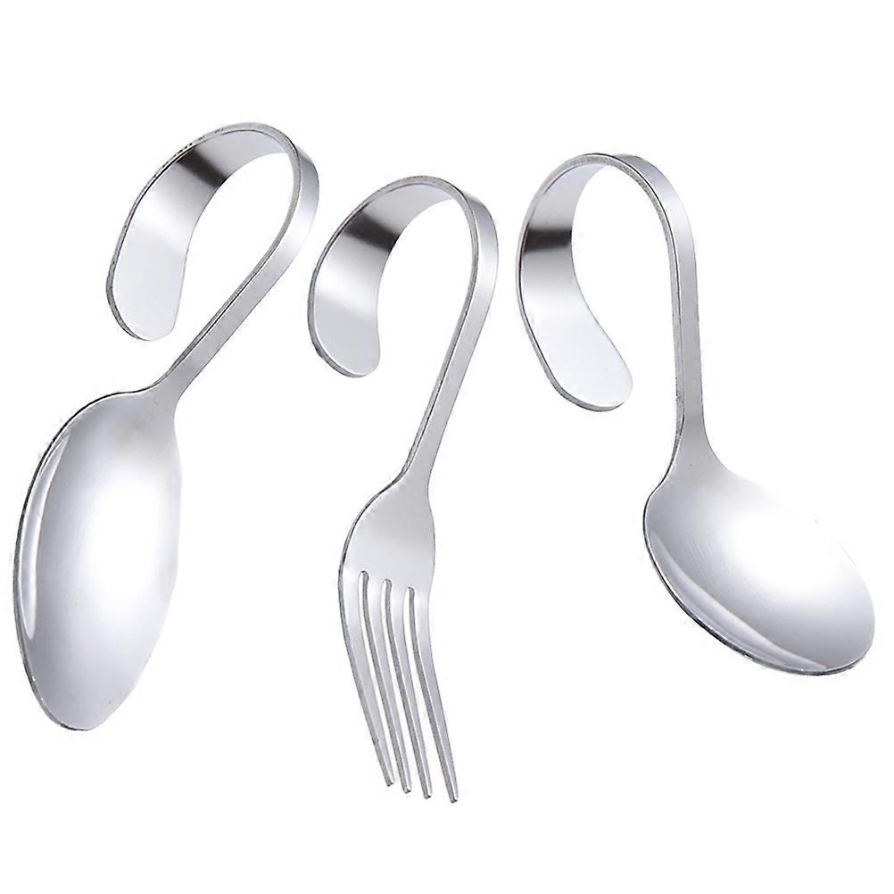 3pcs Curved Handle Stainless Steel Cutlery Set with Spoons and Forks – Ergonomic, Balanced, Resistant Silverware for Cooking and Dinner Parties