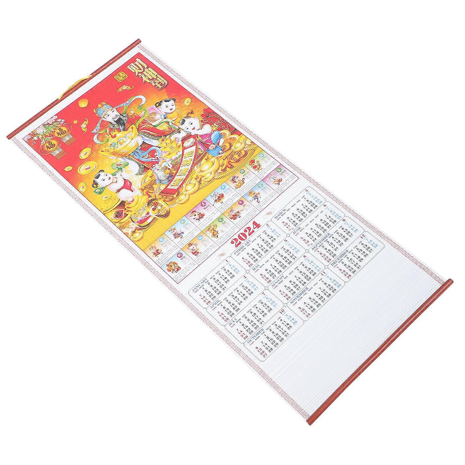 Traditional Lunar Hanging Calendar   Elegant Wall Decor with Detailed Monthly Layout for Family Use and Housewarming, Coil Binding Design