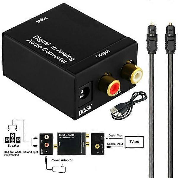 Digital to Audio Converter Optical RCA LR Audio Adapter. Audio accessory.