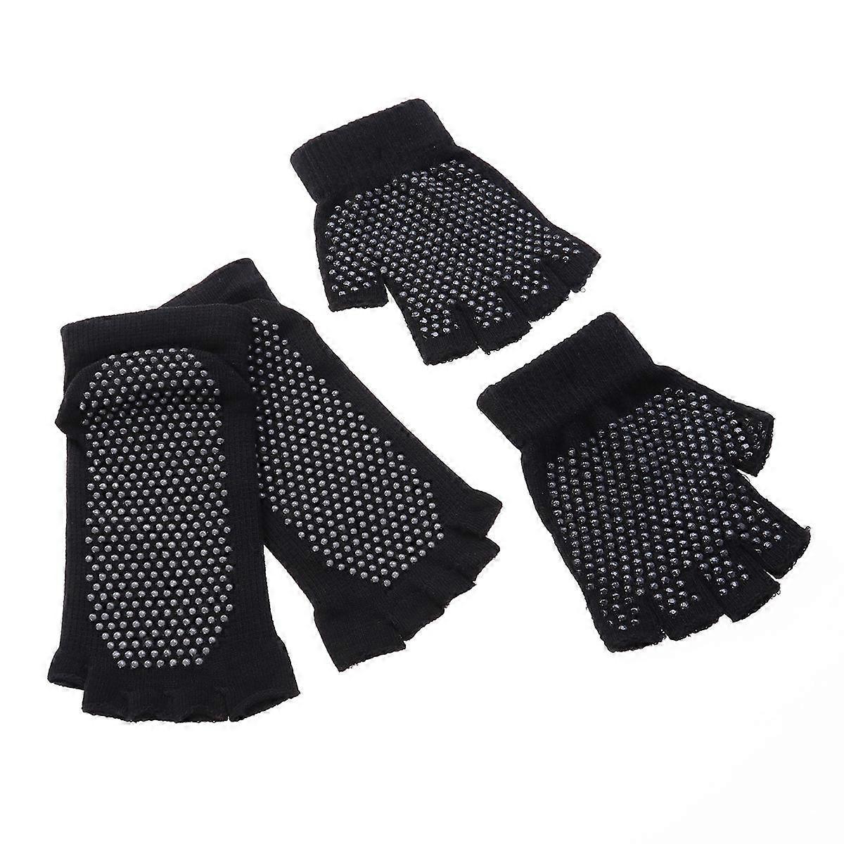 Women Yoga Socks with Anti-slip Silicone Soles for Balance and Comfort Cotton Black Combo Set of