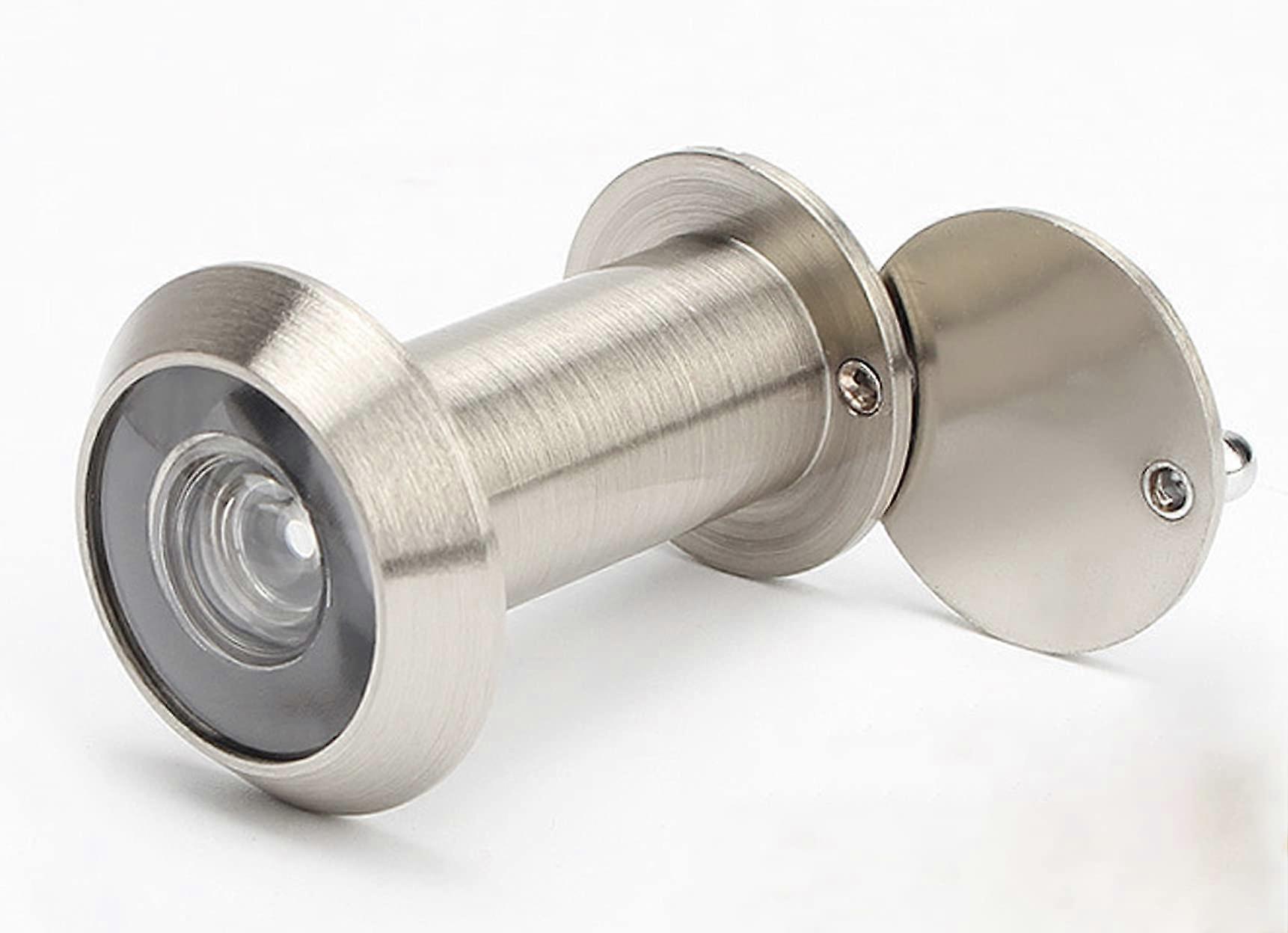 Door Viewer Wide Angle Peephole with 220 Degree Viewing Angle, Solid Brass Body, 16mm Drill Hole Diameter, Brushed Silver Finish