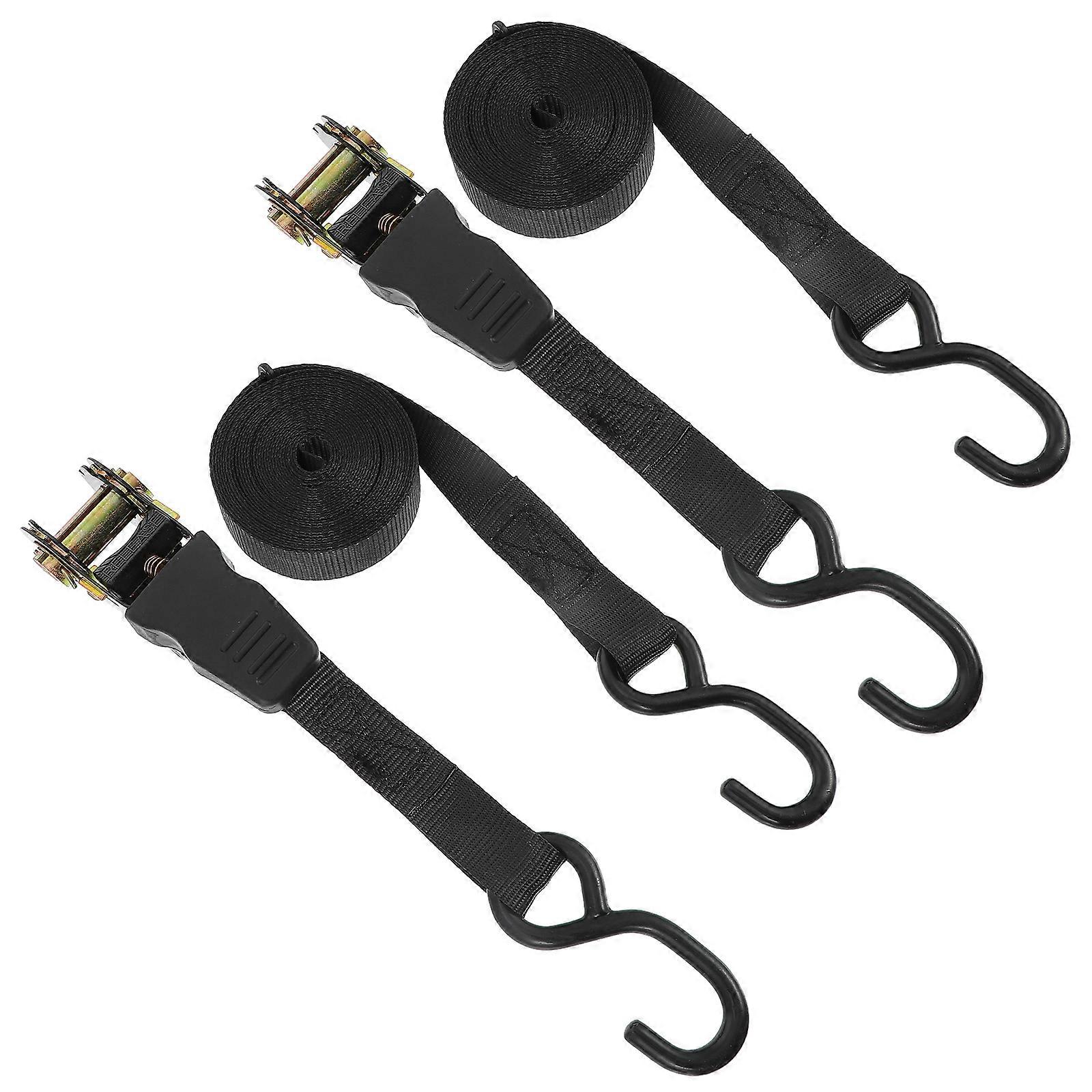 Cargo Tie Down Straps 2 Sets For General Users Storage Fixing Luggage 500X4CM Black Simple Design