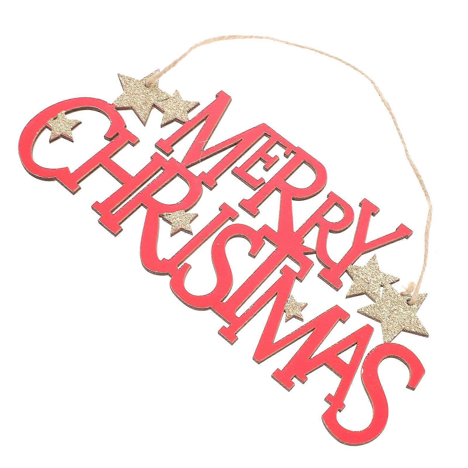 Rectangular Merry Christmas Pendant For Store Decor 23x10cm Red Decorative 1Pcs