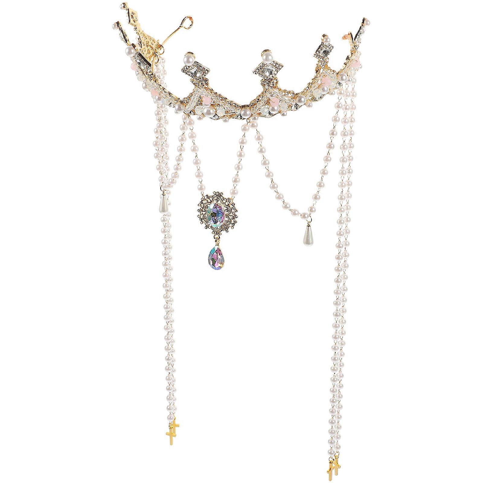 Tassel Elegant Crown Accessory For Children Perfect For Celebrations 1Set