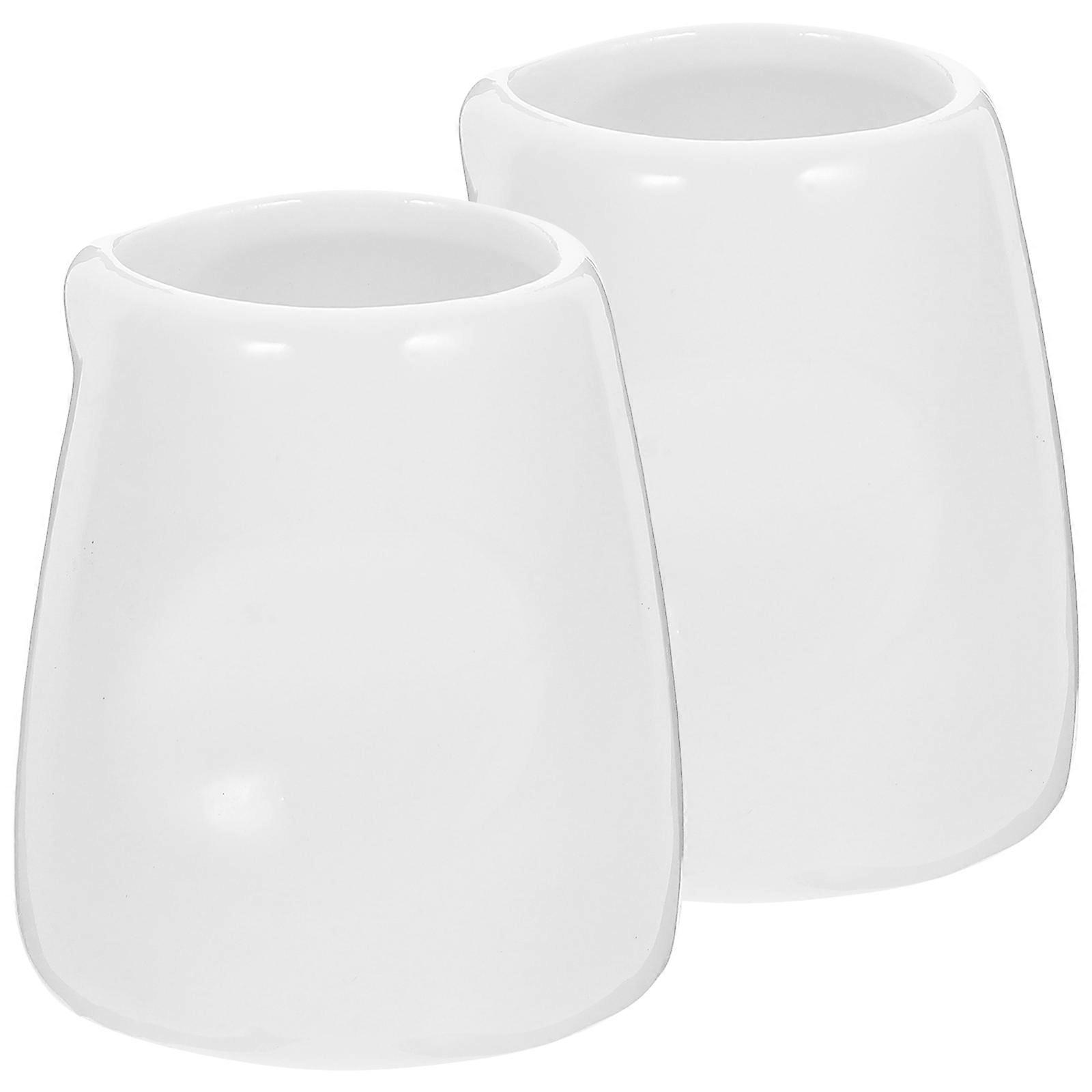 2Pcs Mini Creamer Jug Designed For Friends With Smooth Ceramic Material In Cute White Color
